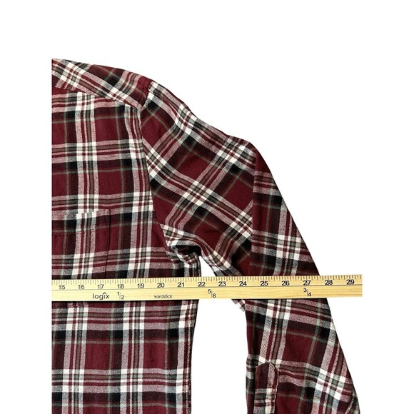 St John’s Bay Men’s M Red Grid Plaid Flannel Shirt Long Sleeve 100% Cotton - Picture 5 of 6
